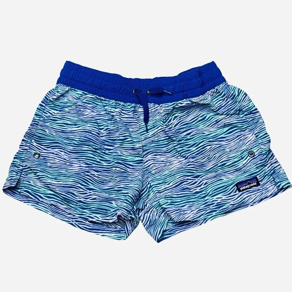 Patagonia Costa Rica Baggies Shorts Kids Size XL Blue Stripes 3